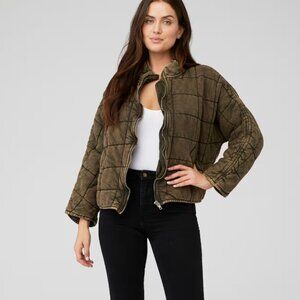 Free People Dolman Quilted Knit Jacket - Insulated DUSTED MILITARY/GREEN
